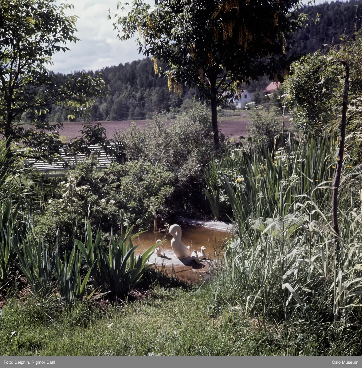 Villa Ringiåsen, hage, dam, skulptur
