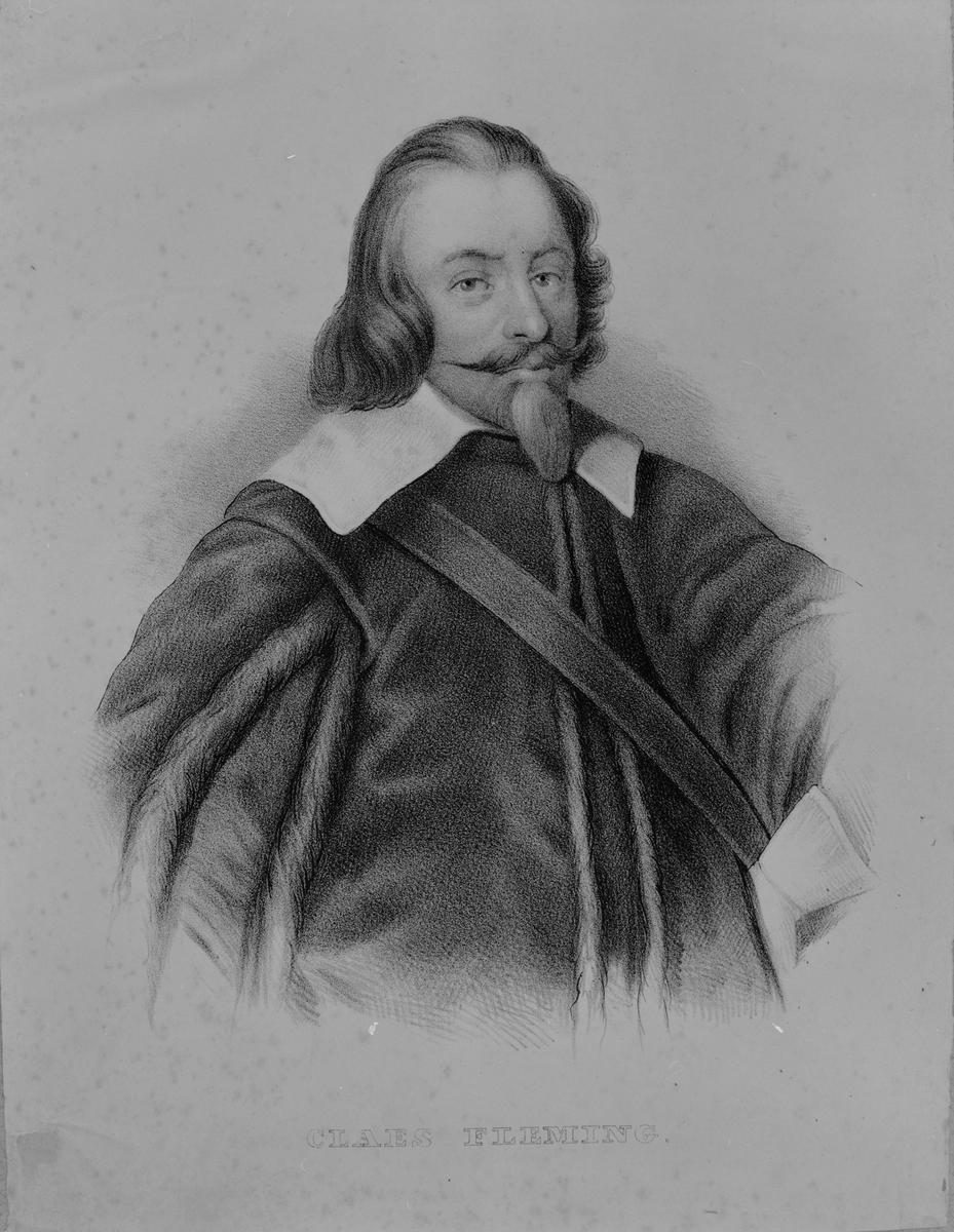 Porträtt av Claes Fleming. Ägare till Vira bruk, Riksrådet, Amiralen, Överståthållaren Fleming född 1592, död 1644.