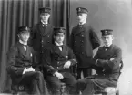 Personalen vid Boden Radio våren 1917. Wikström, Widergren Lindström, Jeuner och Holmström.