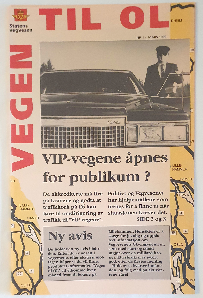Internblad fra Statens vegvesen, med informasjon om utbyggingen av veiene mellom Oslo og Lillehammer. Bladet ble gitt ut ca 1 gang pr måned fra mars 1993 til og med januar 1994, totalt 10 utgaver.
