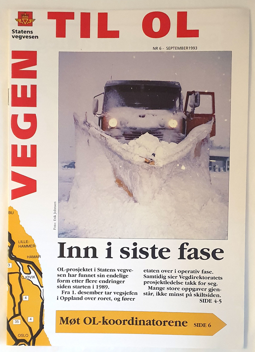 Internblad fra Statens vegvesen, med informasjon om utbyggingen av veiene mellom Oslo og Lillehammer. Bladet ble gitt ut ca 1 gang pr måned fra mars 1993 til og med januar 1994, totalt 10 utgaver.