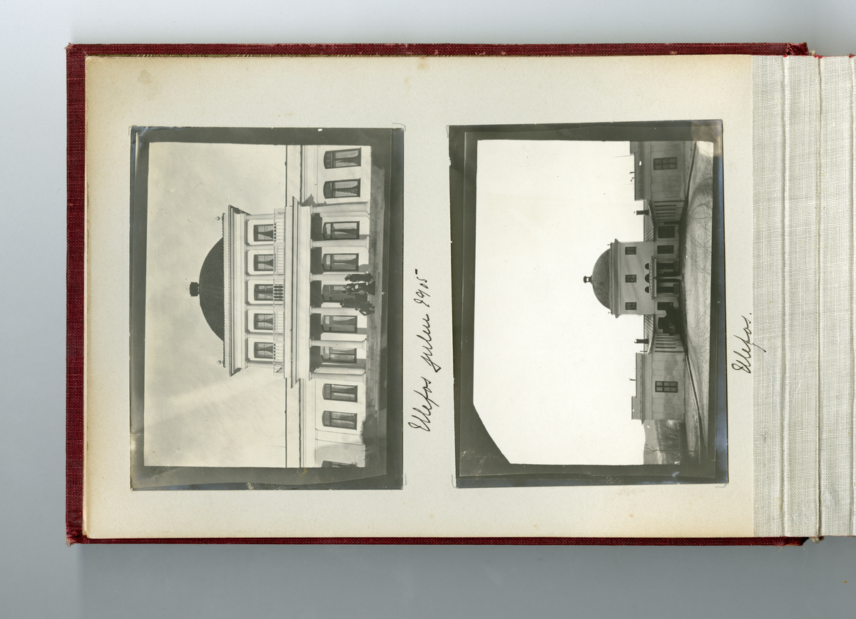Fotoalbum tilhørende familien Aall på Ulefos hovedgård (Ulefos, Telemark). 

Fotoalbum med bilder av familieliv, reiser, Ulefos hovedgård, familien Aall, hjem, utland,  vinter, jul, vennskap, skøyter, dans, m.m.