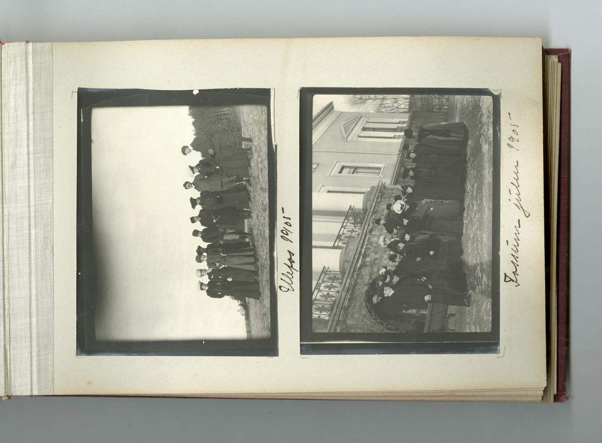 Fotoalbum tilhørende familien Aall på Ulefos hovedgård (Ulefos, Telemark). 

Fotoalbum med bilder av familieliv, reiser, Ulefos hovedgård, familien Aall, hjem, utland,  vinter, jul, vennskap, skøyter, dans, m.m.