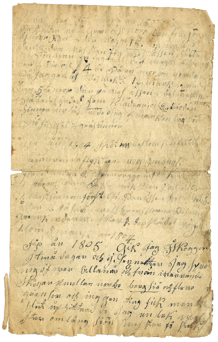 Jaktdagbok skriven av torparen Olof Olofsson från Kitte under åren 1803-1827. Dagboken omfattar 16 sidor. Möjligtvis har den tidigare omfattat fler sidor som inte finns bevarade. I dagboken beskriver Olof Olofsson jakt och fångst av björn, tjäder, orrar m fl djur i trakten runt sin gård i Kitte, Bergsjö socken. Sonen Olof är ofta med vid jakten. Det går även att läsa om försäljning av päls och skinn. 
Se nedan under Länkade filer för nedladdningsbar PDF med hela dagboken.