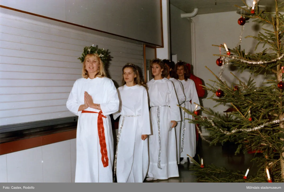 Luciafirande på företaget Kodak i Brottkärr, Göteborg, den 13 december 1985.