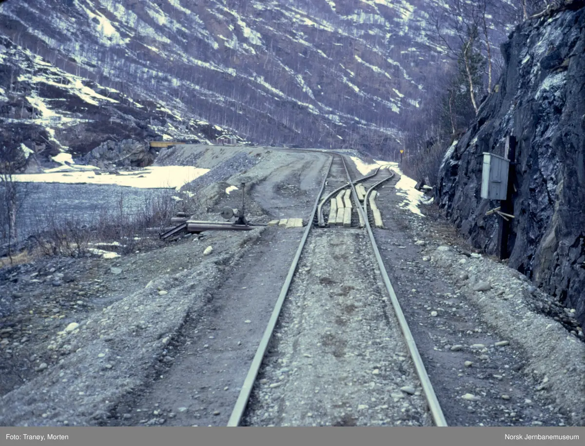 Ved Sjønstådalen på Sulitjelmabanen, sporet til Sjønstå til høyre. Sjønståfossen bru i bakgrunnen