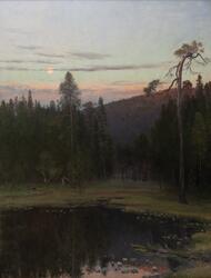 Aftenstemning ved et tjern [Maleri]
