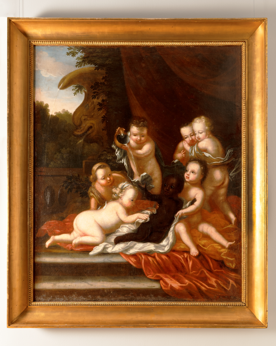 Oljemålning på duk, av Ehrenstrahls ateljé, titel "Vanus labor" (latin). Sex vita barn tvättar det svarta barnet, vilket har tolkats som "fåfäng möda" (vanus labor).
Montering/Ram: Förgylld träram, senempire