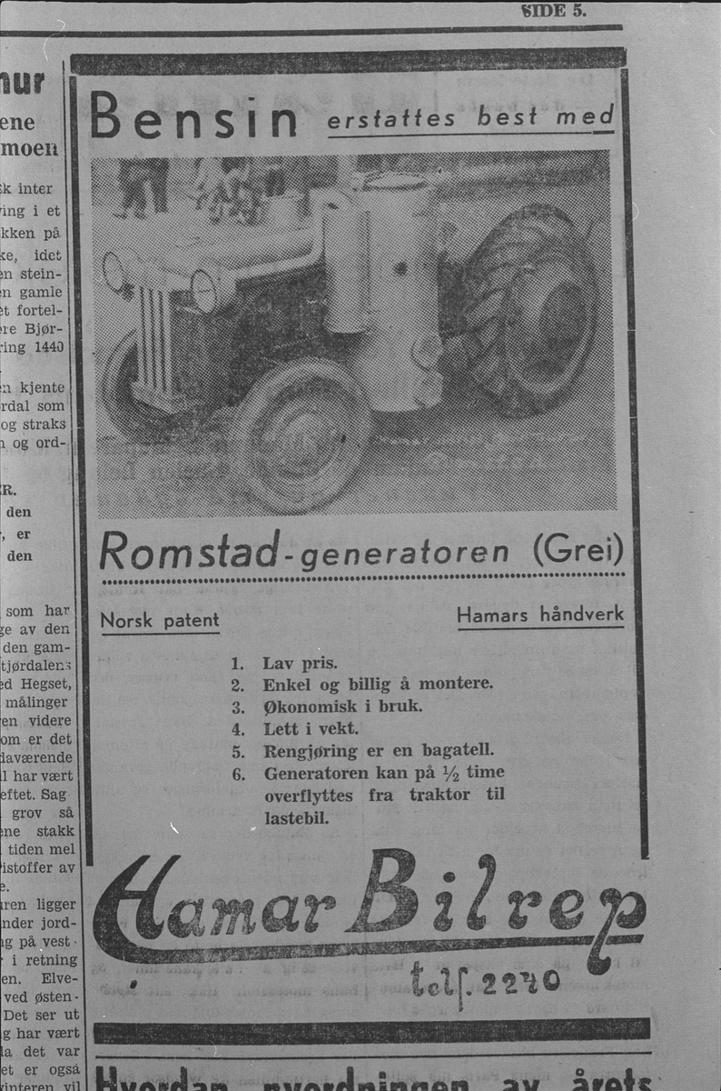 AVFOTOGRAFERTE AVISANNONSER FRA KRIGENS DAGER, Hamar STIFTSTIDENDE. 