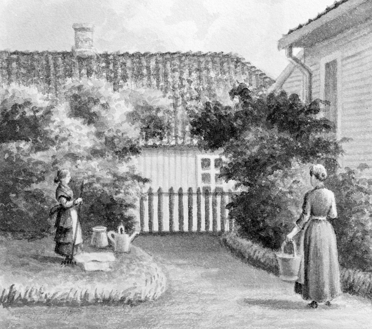 Ringsaker, Nes, Grefsheim gård, tegninger av Carl Fredrik Diriks (1814-1895), 