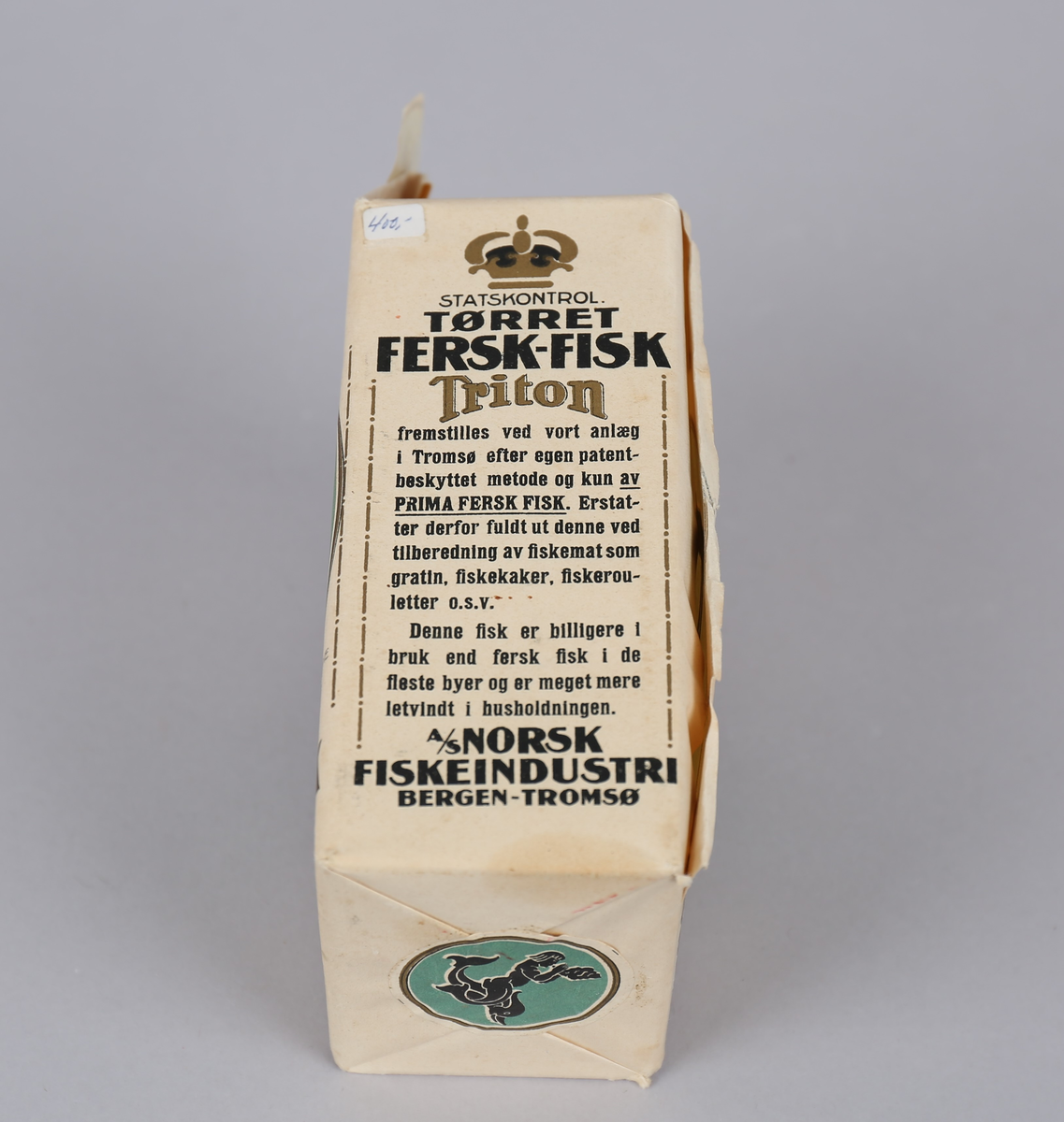 Emballasje papir for Triton TØRRET FERSK-FISK.