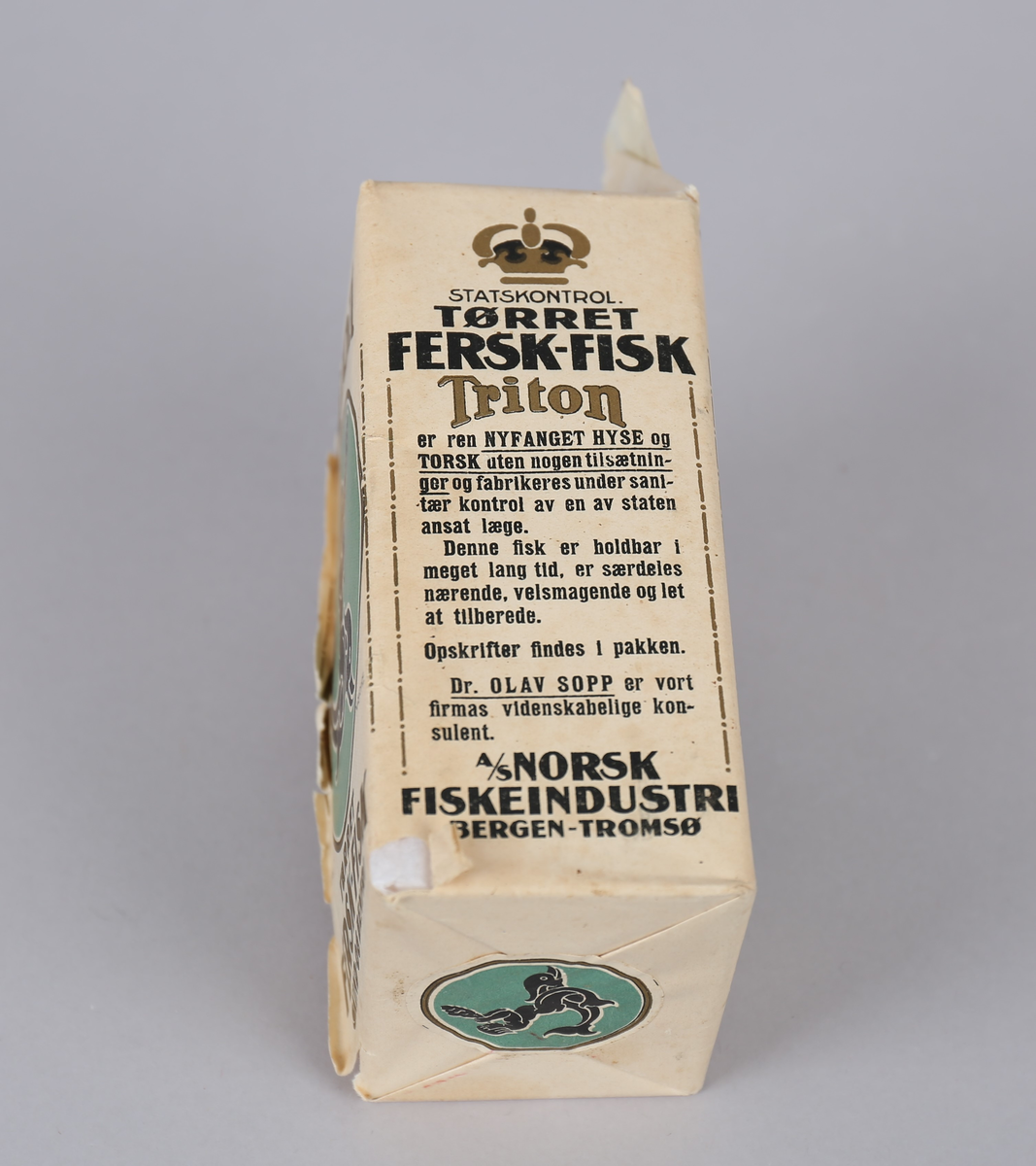 Emballasje papir for Triton TØRRET FERSK-FISK.