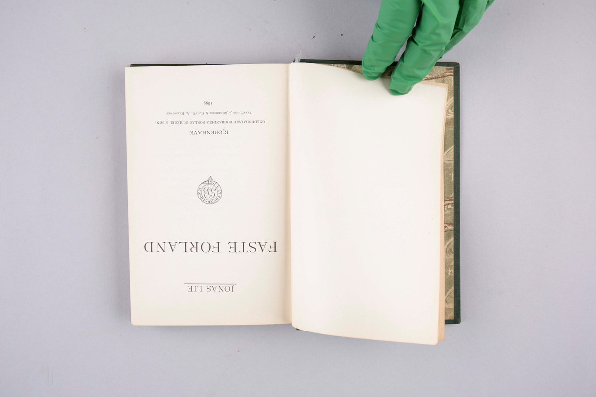 Faste Forland, av Jonas Lie. Innbundet, 257 sider. Kjøbenhavn 1899.