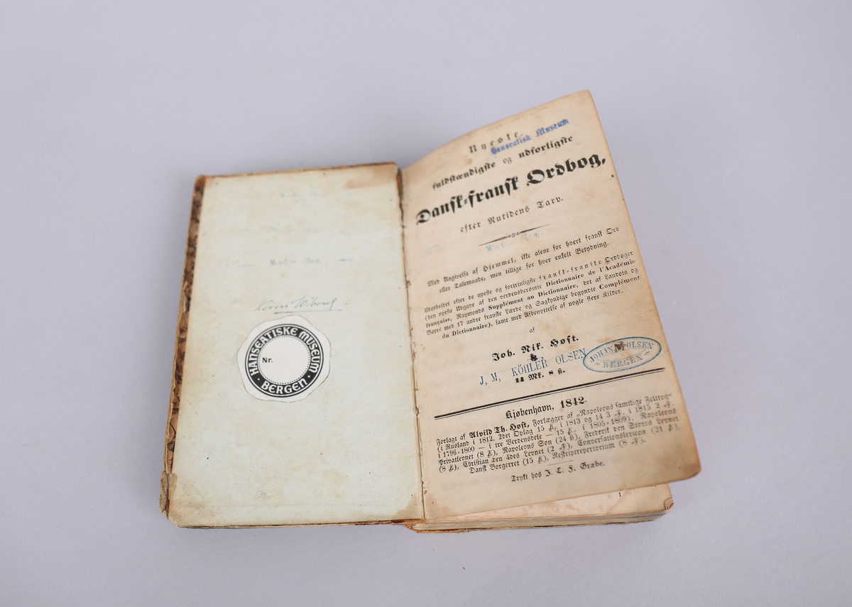 Dansk-fransk Ordbog. Innbundet, 421 sider