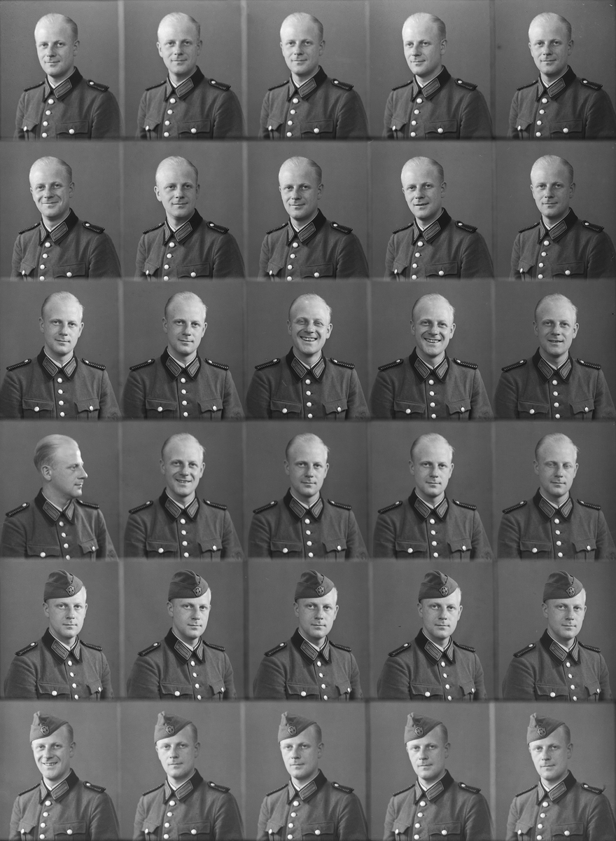 Portrett av en tysk soldat i uniform, Halden, juni 1940. 
Bestillers navn:  Craijka eller Czayka.