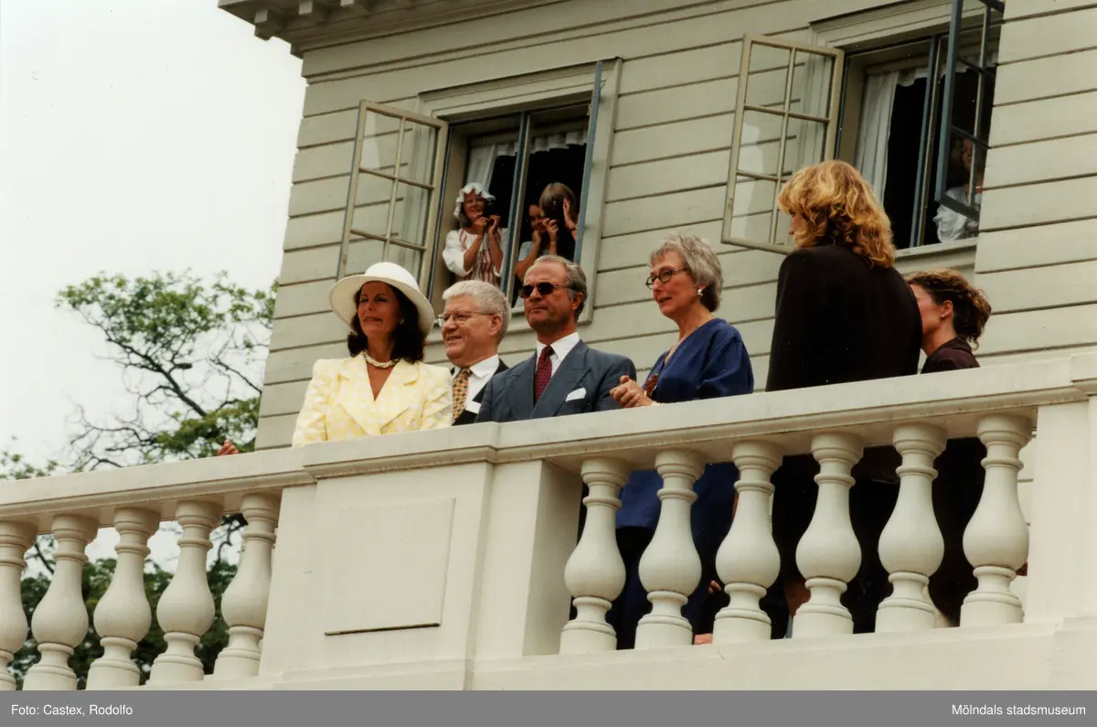 Det svenska kungaparet på besök vid Gunnebo slott i Mölndal den 28 augusti 1997.
