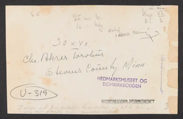 Chr. Akres Torvhus,
Stevens County, Minn.
Hotell "Knapp Næri