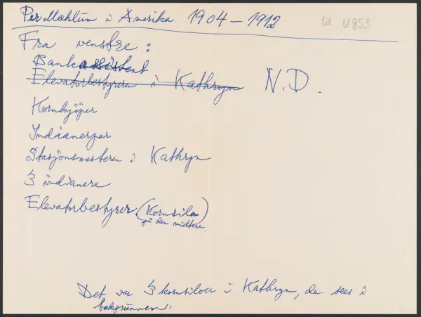 Indianere og hvite i Kathryn, Nord-Dakota. Fra venstre: bank