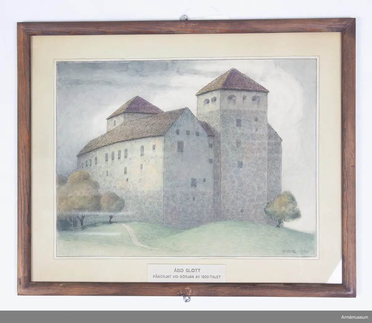 Akvarell av arkitekten Ferdinand Boberg föreställande Åbo slott.