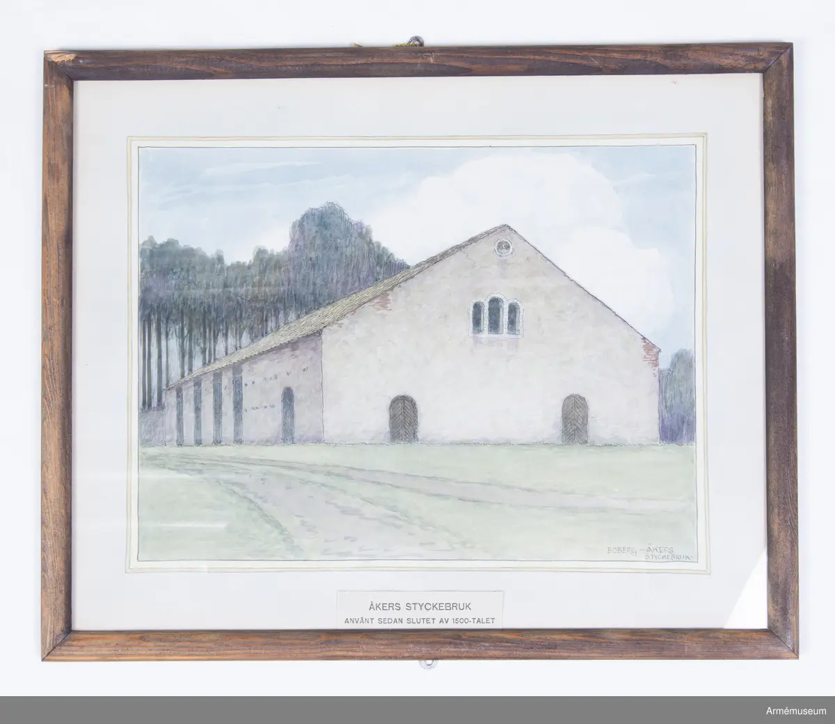 Akvarell av arkitekten Ferdinand Boberg föreställande Åkers styckebruk.