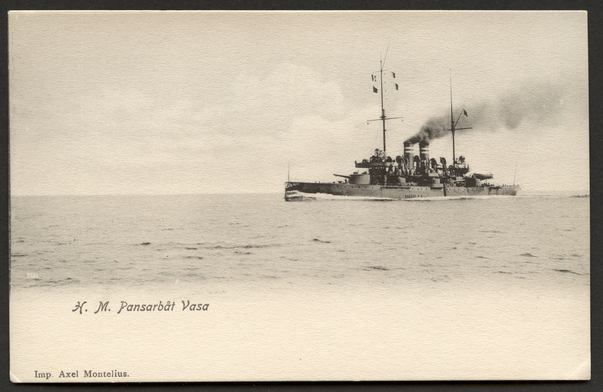 Vykort på H M pansarbåt Vasa.