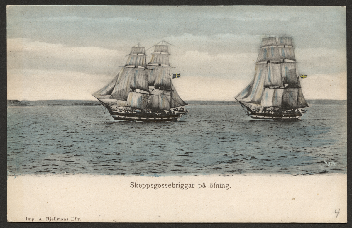 Skeppsgossebriggar å övning.