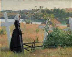 På kirkegården [Maleri]