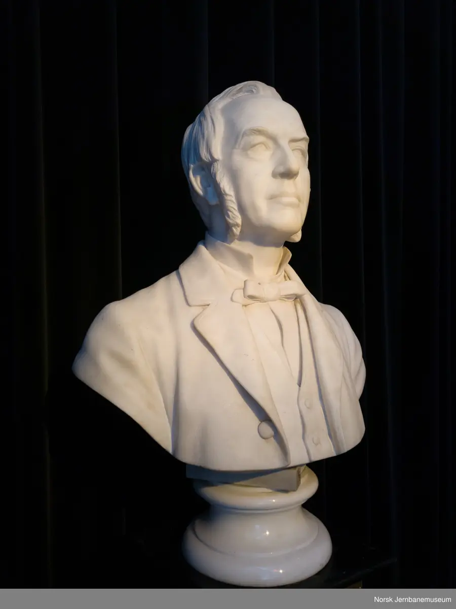 Marble bust of Carl Abraham Pihl (1825-1897), the direcor of the Norwegian State Railway (1865-1897). 