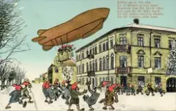 Brevkort med tecknat julmotiv av okänd konstnär. Text: "Bätt