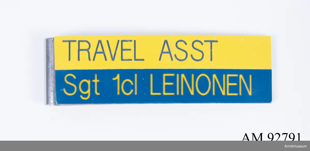 Text: TRAVEL ASST Sgt 1cl LEINONEN