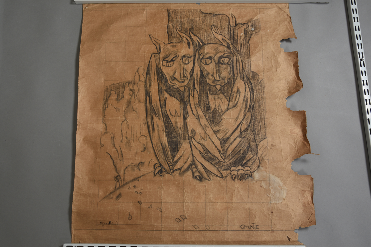 To gargoyler som sit tett saman.