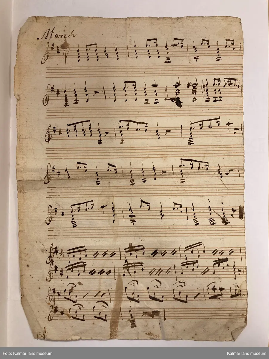 KLM 14062:2. Noter. Av papper. Handskrift, 9 lösa blad, 14 sidor med noter utan direkt inbördes sammanhang, innehållande musik för luta solo, duetter för två lutor samt luta och sång. Handskriften har förvarats i fodralet till luta KLM 14062:1. Olika mått.

Blad 1. Löste med Tummen [spelanvisningar]
Blad 2-2v. March [luta solo]
Blad 3. Allegretto ur Målarn och Modellerna [Étienne Nicolas Méhul] [sång och luta]
Blad 4. Andantino mezzo u Cendrillon [Niccolo Isouard] [duett för lutor?]
Blad 4v. [fragment, duett för lutor?]
Blad 5. Andante utur Hemligheten af Della Maria [Della Maria, Dominique eller Jean Pierre Solié] [duett för lutor?]
Blad 5v. Gläd dig medan du förmår... [endast text]
Blad 6. Romance af Fr[anz] Danzi. Sång/Lutha. Sörg icke mer...
Blad 7. Andante. Den man som utaf kärlek brinner... [Wolfgang Amadeus Mozart] [sång och luta]
Blad 8. Andante. Som en ängel från det ljusa - höga skön han var... [sång och luta]
Blad 8v. [Fragment för luta solo]
Blad 8v. Uppå de höga alpernes [sång och luta med fragmentarisk text]
Blad 9. Polonaise af Nauman [Johann Gottlieb Naumann] [luta solo, ej komplett, ur operan Gustaf Vasa?]
Blad 9v. Allegretto af [Olof] Åhlström. Mer lycklig än Croesus de Lydiers kung... [Sk XI:4]

Informationen ovan kommer från inventering av Kenneth Sparr, https://www.tabulatura.com/SITTRA4.htm