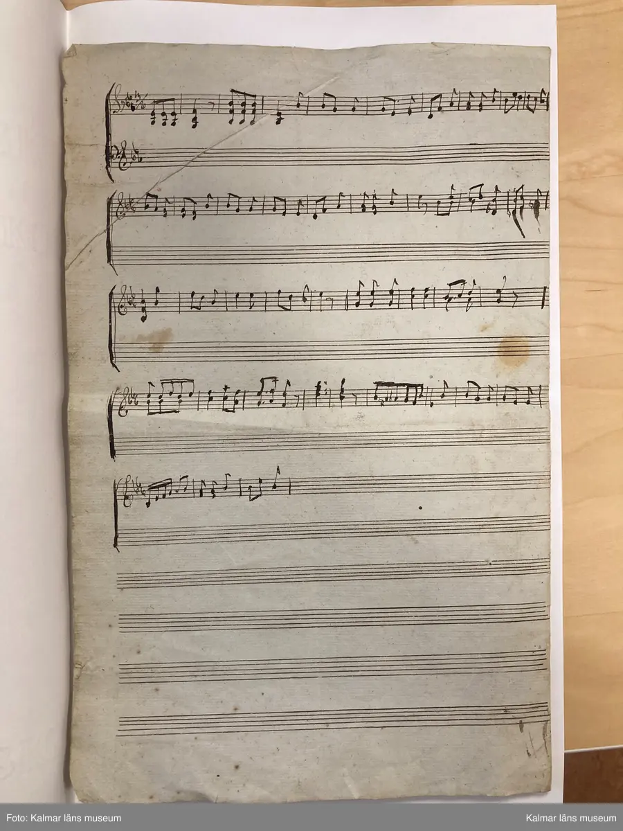 KLM 14062:2. Noter. Av papper. Handskrift, 9 lösa blad, 14 sidor med noter utan direkt inbördes sammanhang, innehållande musik för luta solo, duetter för två lutor samt luta och sång. Handskriften har förvarats i fodralet till luta KLM 14062:1. Olika mått.

Blad 1. Löste med Tummen [spelanvisningar]
Blad 2-2v. March [luta solo]
Blad 3. Allegretto ur Målarn och Modellerna [Étienne Nicolas Méhul] [sång och luta]
Blad 4. Andantino mezzo u Cendrillon [Niccolo Isouard] [duett för lutor?]
Blad 4v. [fragment, duett för lutor?]
Blad 5. Andante utur Hemligheten af Della Maria [Della Maria, Dominique eller Jean Pierre Solié] [duett för lutor?]
Blad 5v. Gläd dig medan du förmår... [endast text]
Blad 6. Romance af Fr[anz] Danzi. Sång/Lutha. Sörg icke mer...
Blad 7. Andante. Den man som utaf kärlek brinner... [Wolfgang Amadeus Mozart] [sång och luta]
Blad 8. Andante. Som en ängel från det ljusa - höga skön han var... [sång och luta]
Blad 8v. [Fragment för luta solo]
Blad 8v. Uppå de höga alpernes [sång och luta med fragmentarisk text]
Blad 9. Polonaise af Nauman [Johann Gottlieb Naumann] [luta solo, ej komplett, ur operan Gustaf Vasa?]
Blad 9v. Allegretto af [Olof] Åhlström. Mer lycklig än Croesus de Lydiers kung... [Sk XI:4]

Informationen ovan kommer från inventering av Kenneth Sparr, https://www.tabulatura.com/SITTRA4.htm