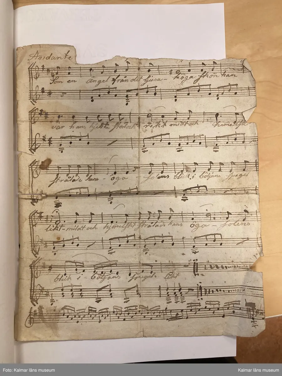 KLM 14062:2. Noter. Av papper. Handskrift, 9 lösa blad, 14 sidor med noter utan direkt inbördes sammanhang, innehållande musik för luta solo, duetter för två lutor samt luta och sång. Handskriften har förvarats i fodralet till luta KLM 14062:1. Olika mått.

Blad 1. Löste med Tummen [spelanvisningar]
Blad 2-2v. March [luta solo]
Blad 3. Allegretto ur Målarn och Modellerna [Étienne Nicolas Méhul] [sång och luta]
Blad 4. Andantino mezzo u Cendrillon [Niccolo Isouard] [duett för lutor?]
Blad 4v. [fragment, duett för lutor?]
Blad 5. Andante utur Hemligheten af Della Maria [Della Maria, Dominique eller Jean Pierre Solié] [duett för lutor?]
Blad 5v. Gläd dig medan du förmår... [endast text]
Blad 6. Romance af Fr[anz] Danzi. Sång/Lutha. Sörg icke mer...
Blad 7. Andante. Den man som utaf kärlek brinner... [Wolfgang Amadeus Mozart] [sång och luta]
Blad 8. Andante. Som en ängel från det ljusa - höga skön han var... [sång och luta]
Blad 8v. [Fragment för luta solo]
Blad 8v. Uppå de höga alpernes [sång och luta med fragmentarisk text]
Blad 9. Polonaise af Nauman [Johann Gottlieb Naumann] [luta solo, ej komplett, ur operan Gustaf Vasa?]
Blad 9v. Allegretto af [Olof] Åhlström. Mer lycklig än Croesus de Lydiers kung... [Sk XI:4]

Informationen ovan kommer från inventering av Kenneth Sparr, https://www.tabulatura.com/SITTRA4.htm