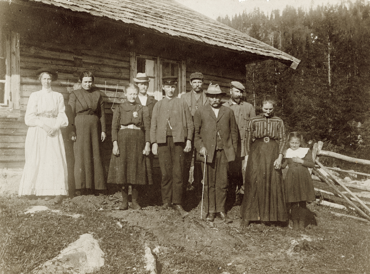 Knut Jørgen Løve m/spaserstokken sammen med gårdsfolkene på Reine 
Reineseter 09.06.1913.
Familien flyttet litt senere til Mellom-Bakke litt lengre nord i dalen.