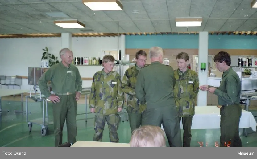 Från vänster: Sven-Olof Eriksson, I12; Mikael Isaksson, Ing 2;  Göran Thörnert, Ing 2; Stefan Axelsson, Ing 2 och Jan Rudolfsson, Ing 2.