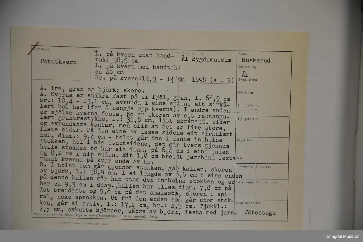 Potetkver av gran og bjørk.