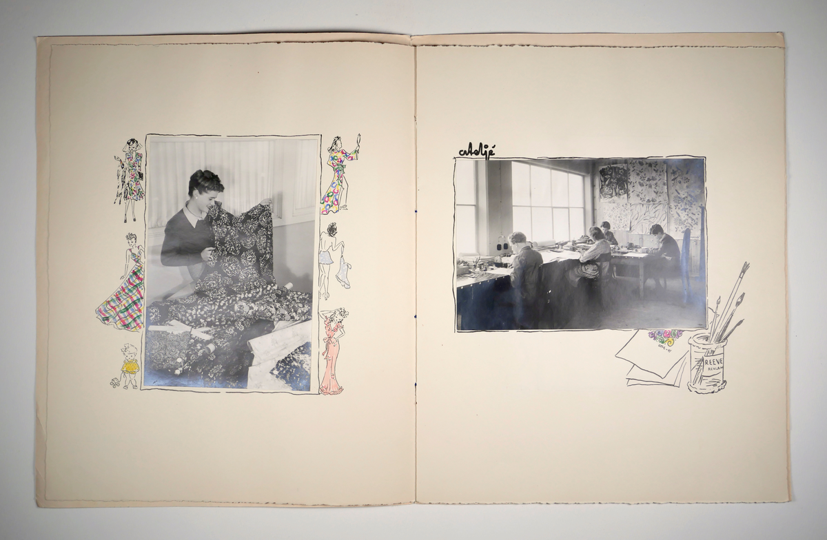 Silfa AB

Litet fotoalbum med handritade illustrationer (men tryckt.
6 sv/v fotografier från de olika avdelningarna monterade i albumet.