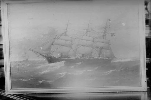 Avfotografert maleri av barken "Fremtid"