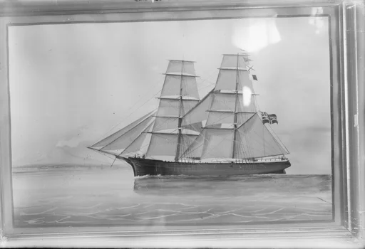 Avfotografert maleri av briggen "Warbjerg"