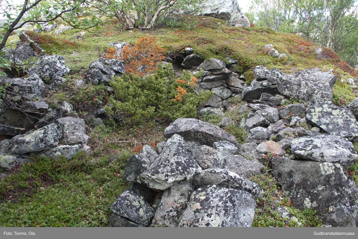 Restar etter ei gamal steinbu ved vegen inn til Toftesetra ved Avsjøen på Dovrefjell.
