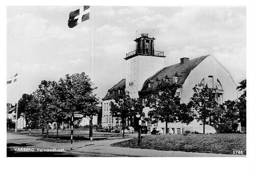 Vykort, "Varberg Varmbadhuset", invigt 1925. Vy från väster.