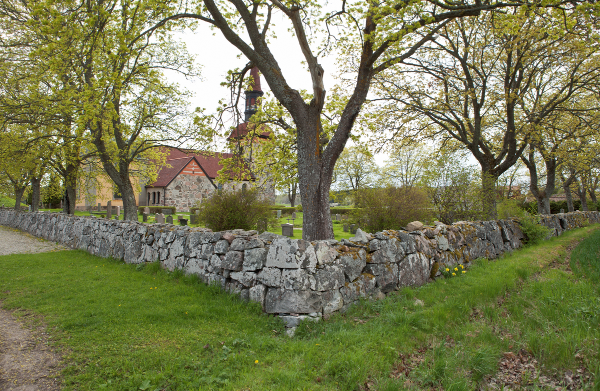 Mur och trädkrans på den södra delen.