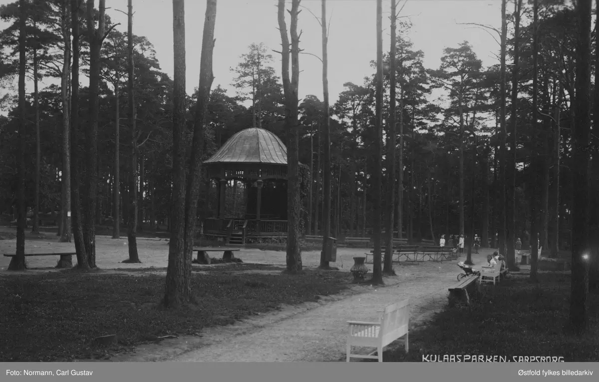 Musikkpaviljongen i Kulåsparken. Sarpsborg 1919. Postkort.