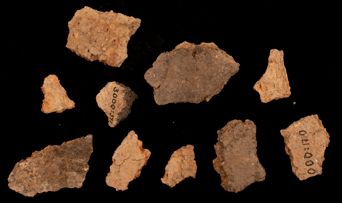 Ett rikt boplatsmaterial från mellanneolitikum. Materialet utgörs av:
Avslag och spånfragment, 202 st
Avslagsskrapa, 3 st
Dolkfragmeent, 1 st
Dubbelskrapa, 1 st
Keramik, mynning, dekorerad. 17 st
Keramik, buk dekorerad, 25 st
Keramik, buk, 27 st
Knacksten, 3 st
Knackstensfragment, 1 st
Kärna, 12 st
Malstensfragment, 1 st
Mikrospån, 1 st
Spånkärna, fragment, 8 st
Spånkärna, cylindrisk, 15 st
Spånpilspets, 7 st
Spånskrapor, 22 st
Sticklar, 4 st
Yxfragment bergart, 3 st
Yxfragment flinta, 9 st.
Slipsten, stor, 1 st

Benmaterial:
Fisk: tonfisk, torsk, lyrtorsk, gråsej, vitling, långa
Havsdäggdjur: Vitnosdelfin, tumlare, vikare, knubbsäl, gråsäl, grönlandssäl
Landvilt: älg, kronhjort, brunbjörn, bäver, hund/varg, vildsvin/tamgris
Tamdjur: nötkreatur, hund/varg, vildsvin/tamgris

Övrigt:
Mollusker, 2 askar
Kolprov, 1 ask