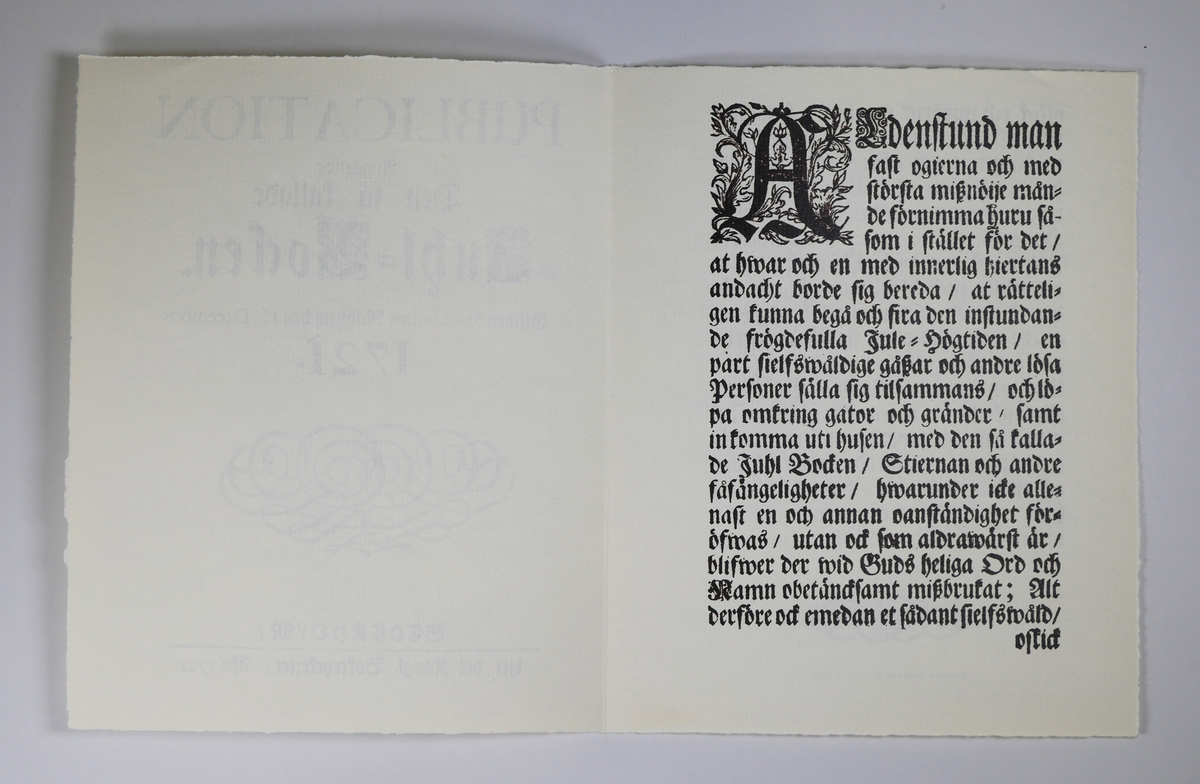 Trycksak.

Publication ang julbocken... 1721.

Facsimil.