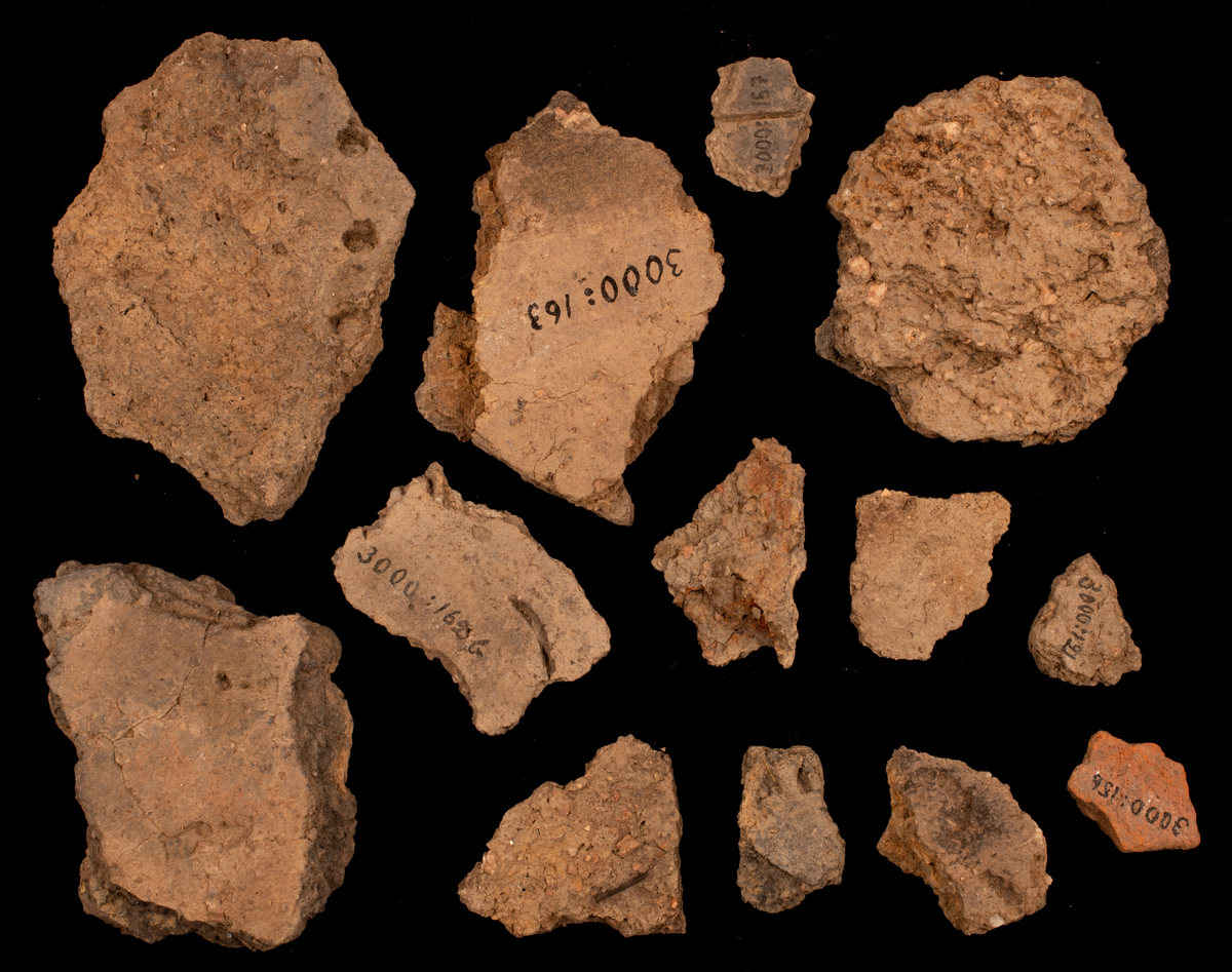 Ett rikt boplatsmaterial från mellanneolitikum. Materialet utgörs av:
Avslag och spånfragment, 202 st
Avslagsskrapa, 3 st
Dolkfragmeent, 1 st
Dubbelskrapa, 1 st
Keramik, mynning, dekorerad. 17 st
Keramik, buk dekorerad, 25 st
Keramik, buk, 27 st
Knacksten, 3 st
Knackstensfragment, 1 st
Kärna, 12 st
Malstensfragment, 1 st
Mikrospån, 1 st
Spånkärna, fragment, 8 st
Spånkärna, cylindrisk, 15 st
Spånpilspets, 7 st
Spånskrapor, 22 st
Sticklar, 4 st
Yxfragment bergart, 3 st
Yxfragment flinta, 9 st.
Slipsten, stor, 1 st

Benmaterial:
Fisk: tonfisk, torsk, lyrtorsk, gråsej, vitling, långa
Havsdäggdjur: Vitnosdelfin, tumlare, vikare, knubbsäl, gråsäl, grönlandssäl
Landvilt: älg, kronhjort, brunbjörn, bäver, hund/varg, vildsvin/tamgris
Tamdjur: nötkreatur, hund/varg, vildsvin/tamgris

Övrigt:
Mollusker, 2 askar
Kolprov, 1 ask