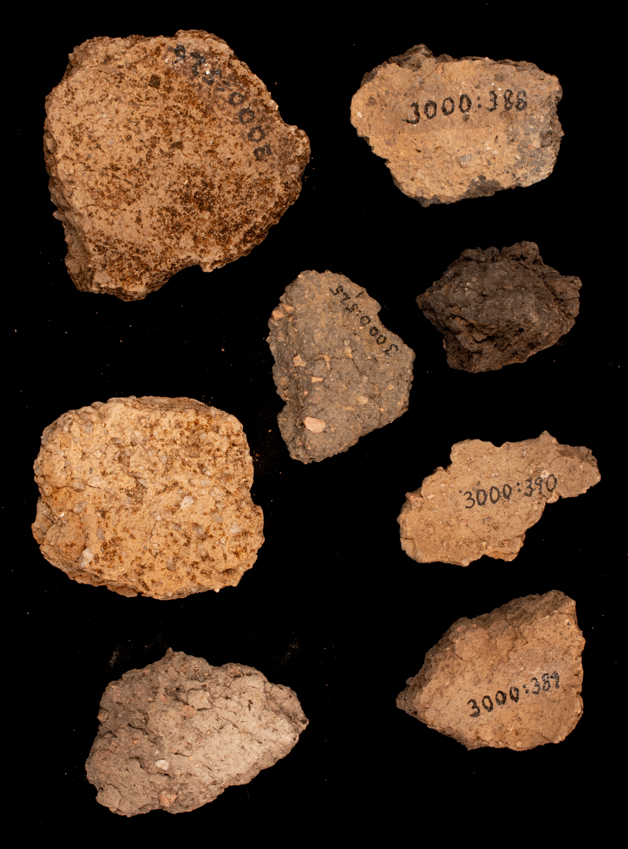 Ett rikt boplatsmaterial från mellanneolitikum. Materialet utgörs av:
Avslag och spånfragment, 202 st
Avslagsskrapa, 3 st
Dolkfragmeent, 1 st
Dubbelskrapa, 1 st
Keramik, mynning, dekorerad. 17 st
Keramik, buk dekorerad, 25 st
Keramik, buk, 27 st
Knacksten, 3 st
Knackstensfragment, 1 st
Kärna, 12 st
Malstensfragment, 1 st
Mikrospån, 1 st
Spånkärna, fragment, 8 st
Spånkärna, cylindrisk, 15 st
Spånpilspets, 7 st
Spånskrapor, 22 st
Sticklar, 4 st
Yxfragment bergart, 3 st
Yxfragment flinta, 9 st.
Slipsten, stor, 1 st

Benmaterial:
Fisk: tonfisk, torsk, lyrtorsk, gråsej, vitling, långa
Havsdäggdjur: Vitnosdelfin, tumlare, vikare, knubbsäl, gråsäl, grönlandssäl
Landvilt: älg, kronhjort, brunbjörn, bäver, hund/varg, vildsvin/tamgris
Tamdjur: nötkreatur, hund/varg, vildsvin/tamgris

Övrigt:
Mollusker, 2 askar
Kolprov, 1 ask