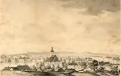 Vue af Wexiö Fr. Östra Sidan [Litografi]