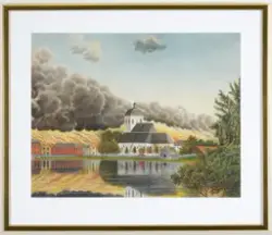 Stadsbranden i Växjö [Akvarellmålning]